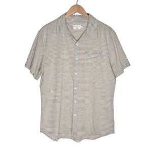 Bridge & Burn | Men | Tan Striped Short Sleeve Button Up Shirt | Size XL